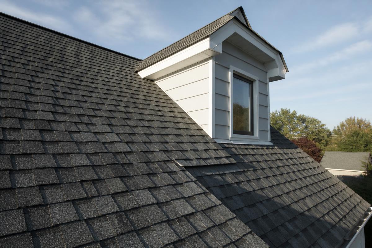 Seal Specialist roofer installing architectural asphalt shingles on a residential roof